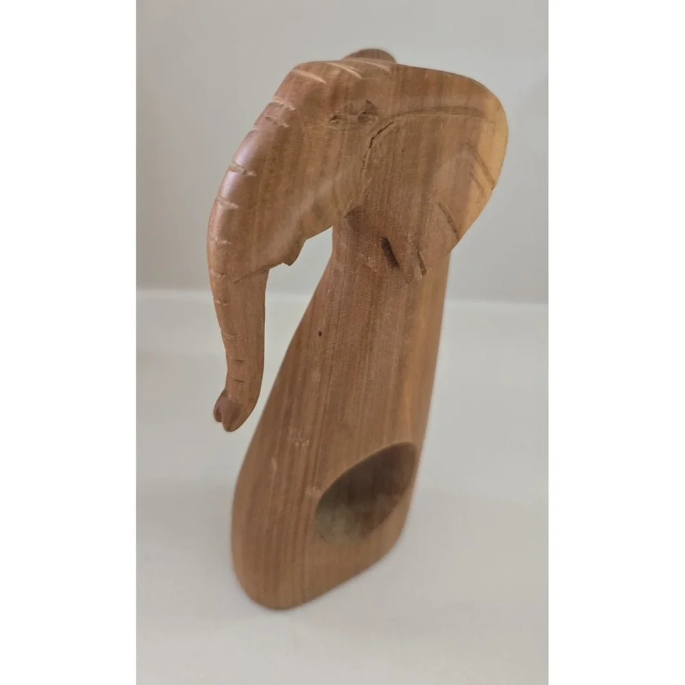 Vintage African Animals‎ Besmo Kenya Hand Carved Wooden Napkin Rings Set Of Six